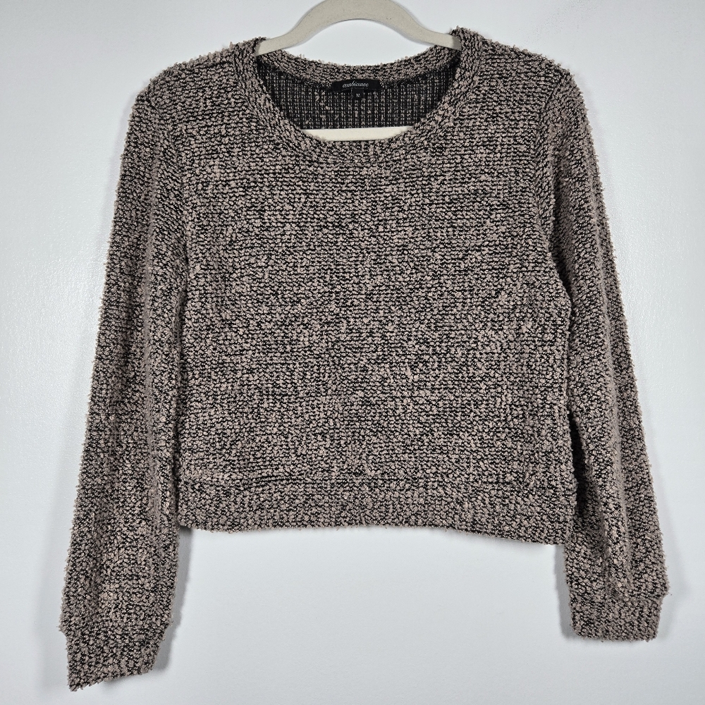 Ambiance Nubby Crew Neck Long Sleeve Boxy Cropped Sweater Size Medium